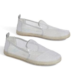 Toms Disney Cinderella Silver and Glitter Mesh Deconstructed Alpargatas